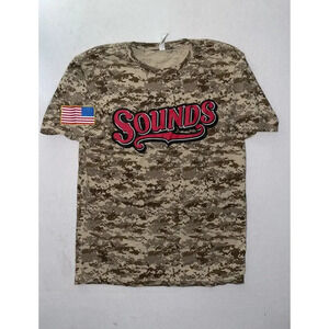 Nashville Sounds Shirt Men's Large Digi Camo USA Flag Minor‎ League Baseball
